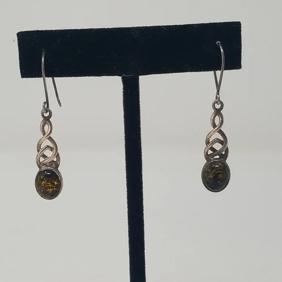 Sterling silver .925 earring yellow Baltic amber - Picture 2 of 5